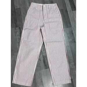 Brixton Striped Pant Womens 24 Red White Straight Leg Workwear Utility Carpenter